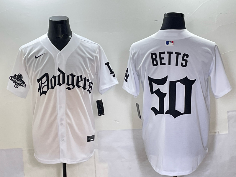 Men Los Angeles Dodgers #50 Betts white Nike 2025 MLB jersey 0014